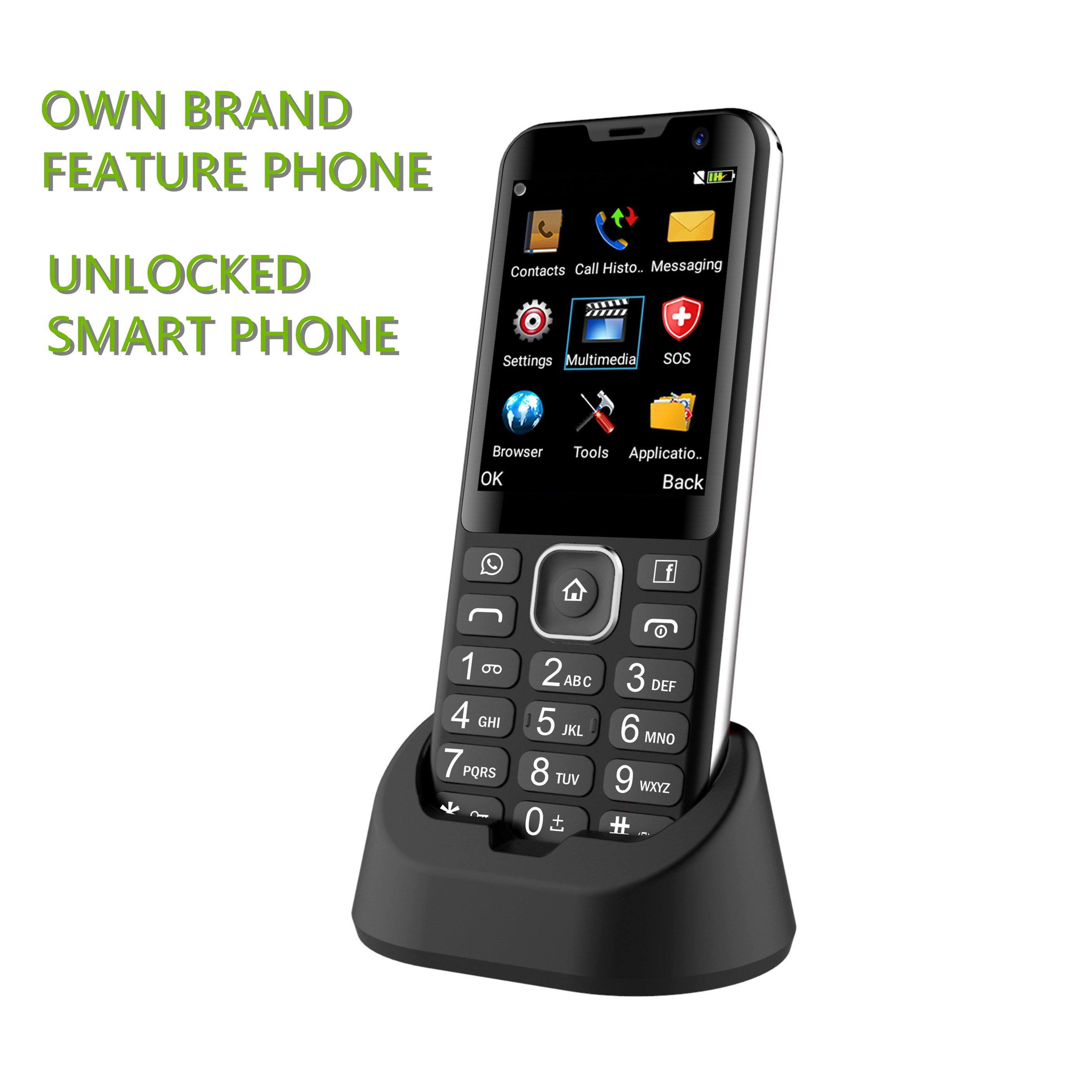 4g volte feature bar phones slim mobile phones with back camera dual camera optional 4GB + 512MB memory