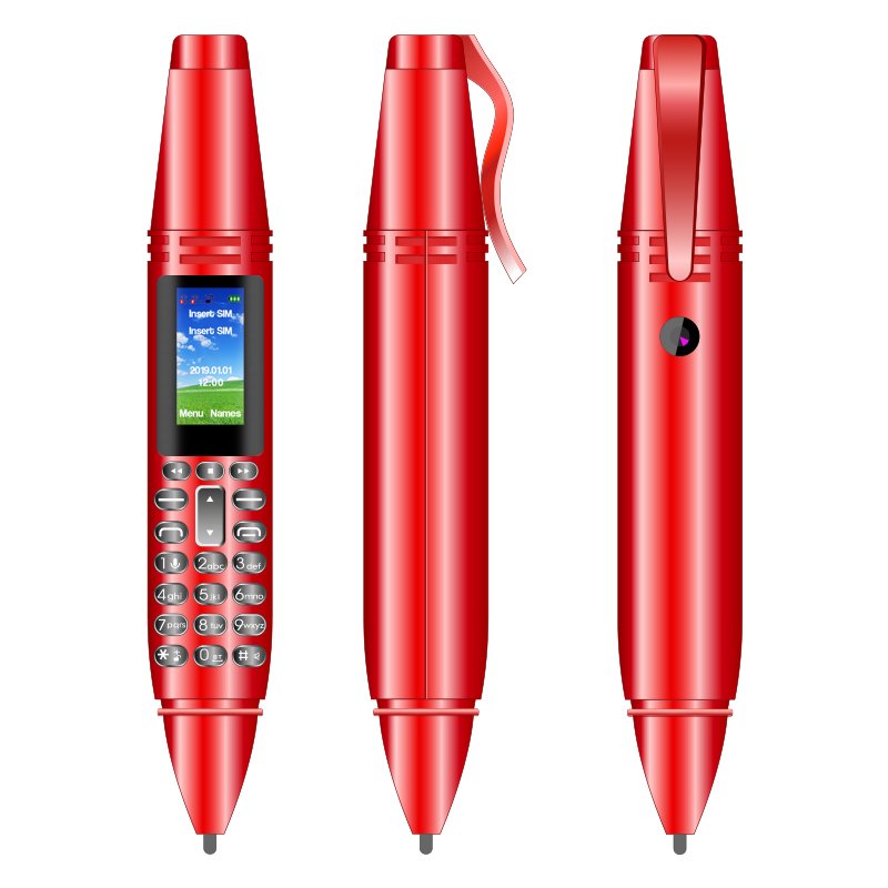 AK007 Small Pen Shape Dialer Mobile Phones with Camera Flashlight Tiny Screen GSM Dual SIM with Recording Mini Pen Cellphone
