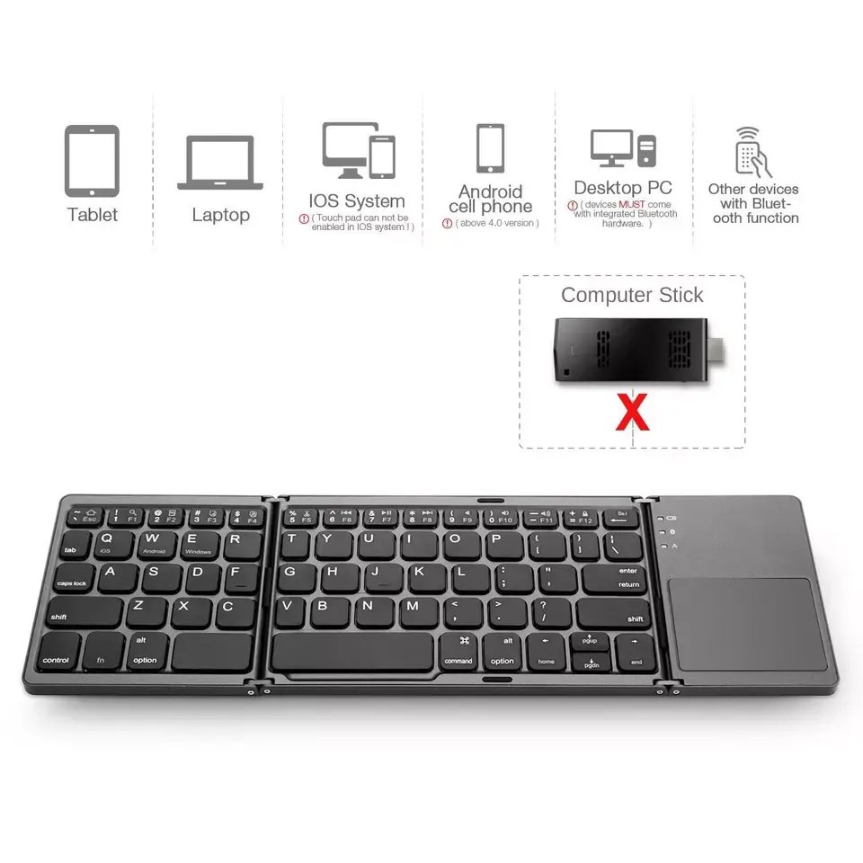 High Quality Foldable Wireless Keyboard With Touchpad For Ios/Android/Windows Mobile Phone Tablet Pc Bt Keyboard