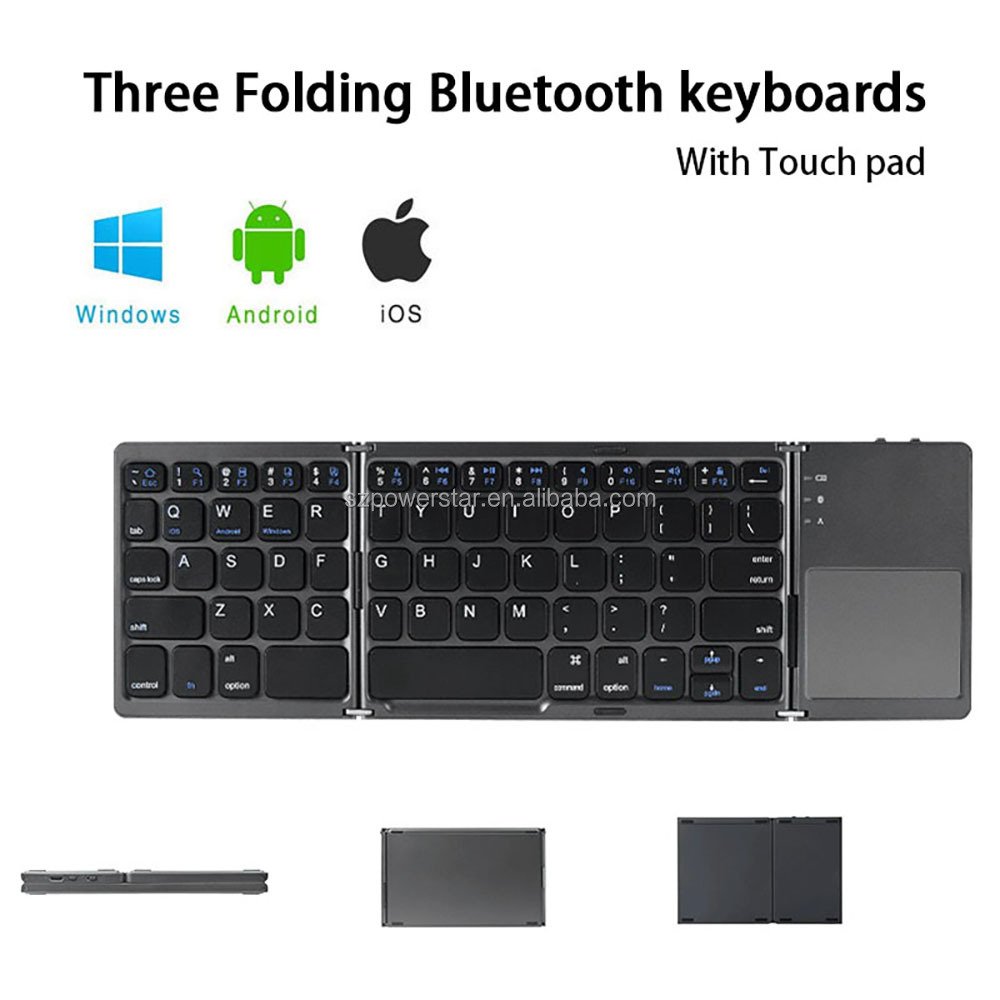 Wireless Bluetooth ultra-thin folding keyboard Portable touch keyboard for mobile phones, tablets and laptops