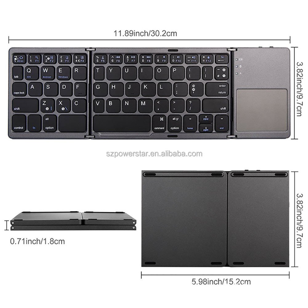 Wireless Bluetooth ultra-thin folding keyboard Portable touch keyboard for mobile phones, tablets and laptops