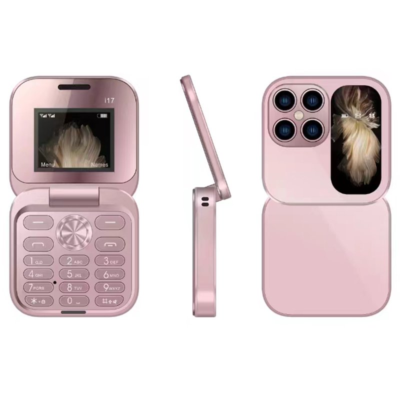Factory Wholesale i17 pro 1.8 inch Dual Card wireless FM radio Vibration 2G GSM Cheap Folding Button Phone