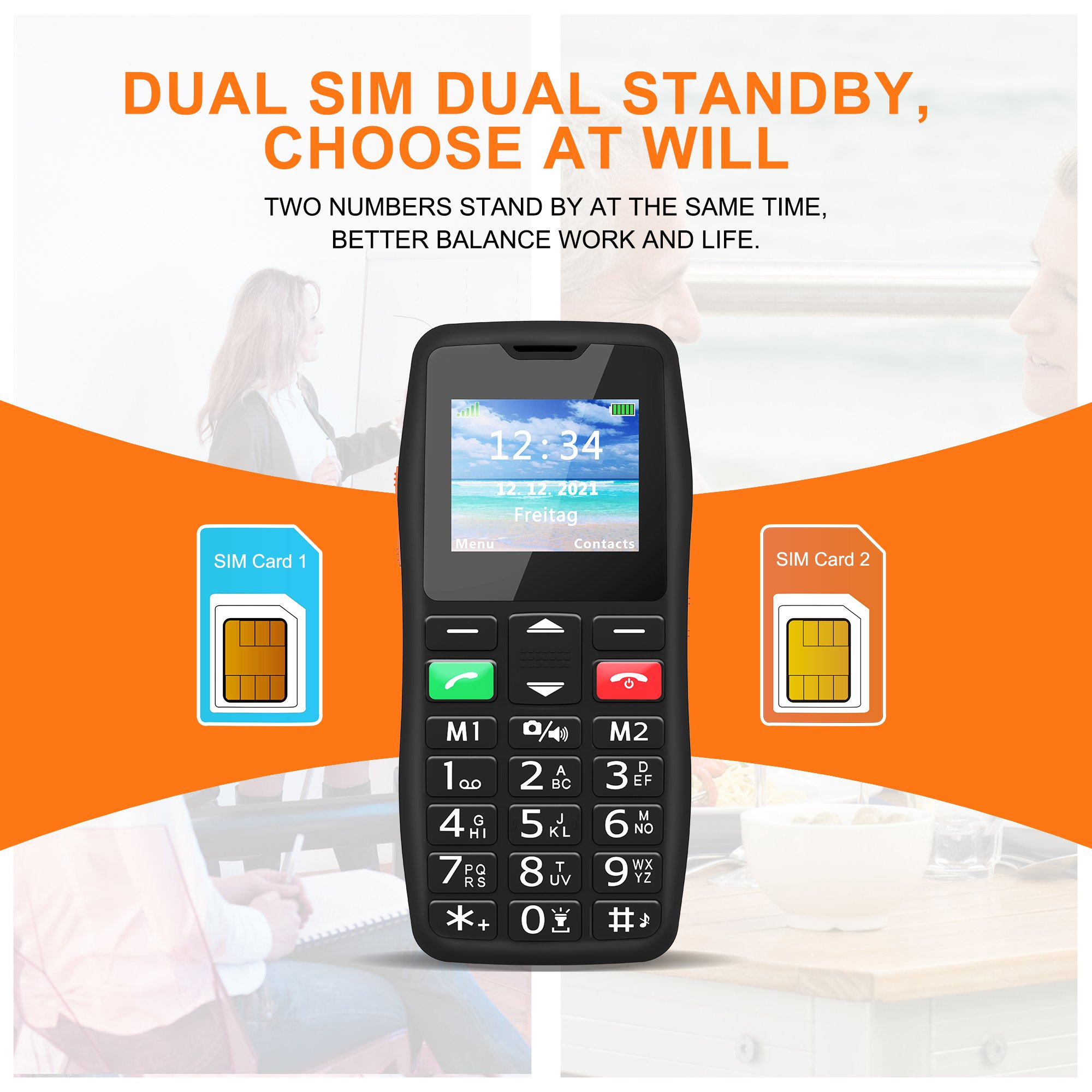 1.77 Inch Dual SIM Card Buttons Feature BAYUDA Bar Phone with LTE 4G keypad mobile phone