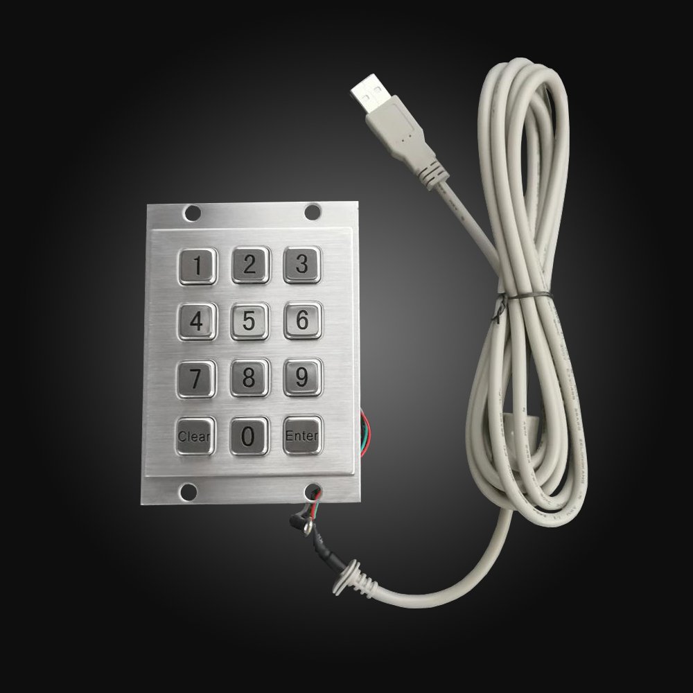 KB-802 waterproof outdoor Kiosk Stainless Steel Keypad IP65 USB 12 keys custom language factory service metal keyboard factory