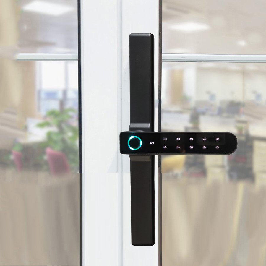 Smart Fingerprint Code Password Electronic Safety Key Slim Glass Aluminum Door Frame Intelligent Locks for Aluminium Doors