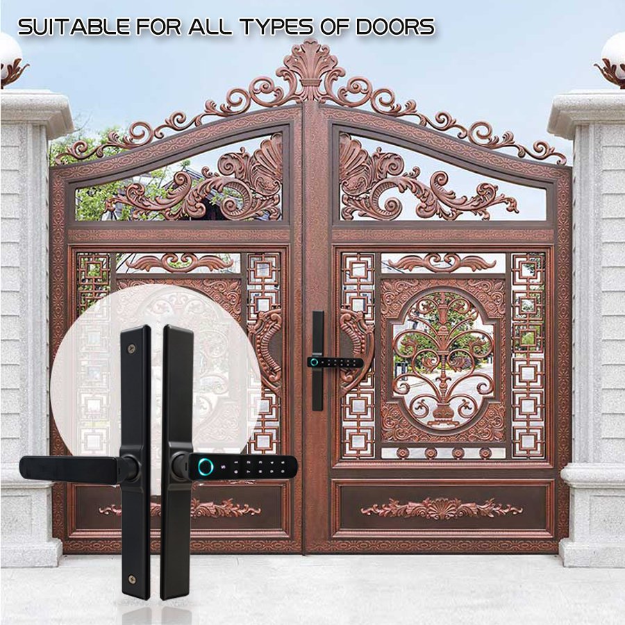 Smart Fingerprint Code Password Electronic Safety Key Slim Glass Aluminum Door Frame Intelligent Locks for Aluminium Doors