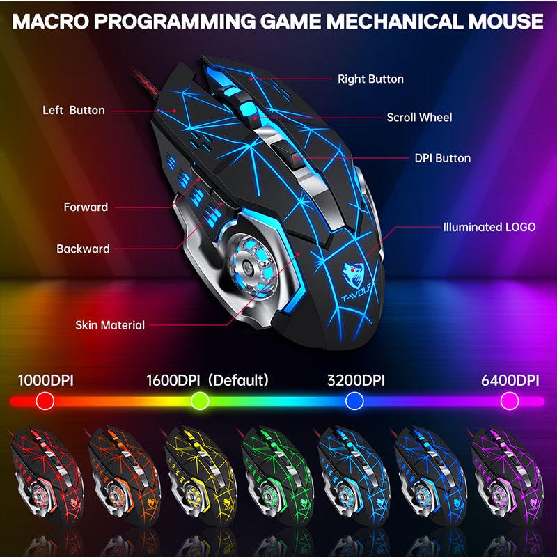 TF950 Custom logo wholesale price automatic pressure gun wired mobile mechanical game keyboard Gaming Mini Keyboard Mouse Set