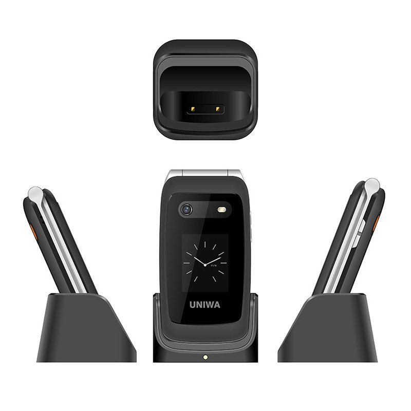 UNIWA V202T 4G Flip Phone with Built-in HAC Earpiece and Dual Screens