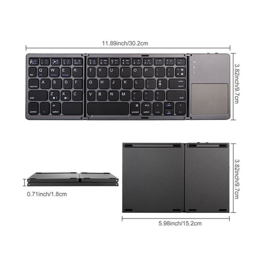 B033 Mini Foldable Keyboard with Touchpad Wireless Air Mouse for Windows Android IOS Phone Tablet PC