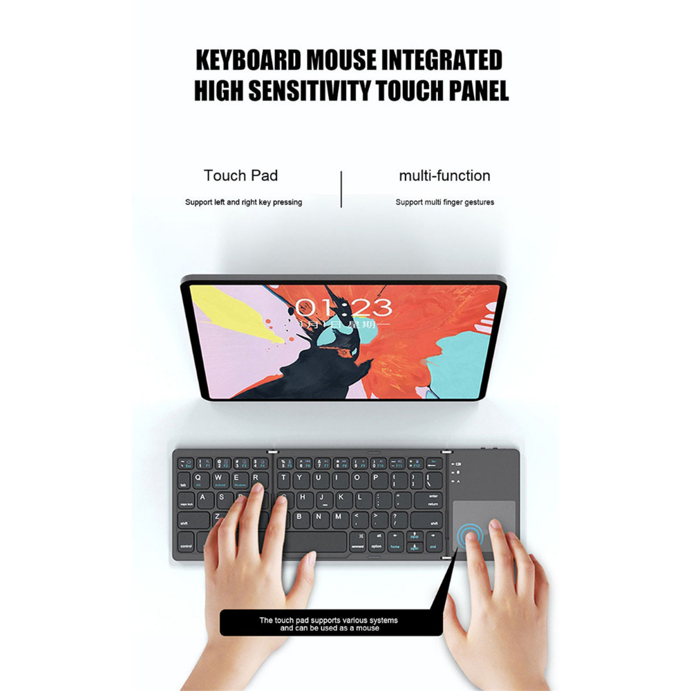 B033 Mini Foldable Keyboard with Touchpad Wireless Air Mouse for Windows Android IOS Phone Tablet PC