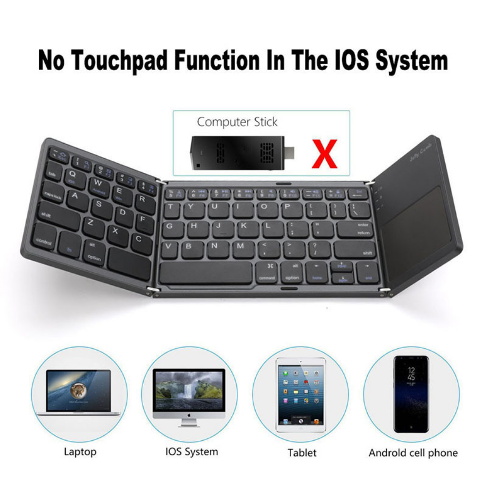 B033 Mini Foldable Keyboard with Touchpad Wireless Air Mouse for Windows Android IOS Phone Tablet PC