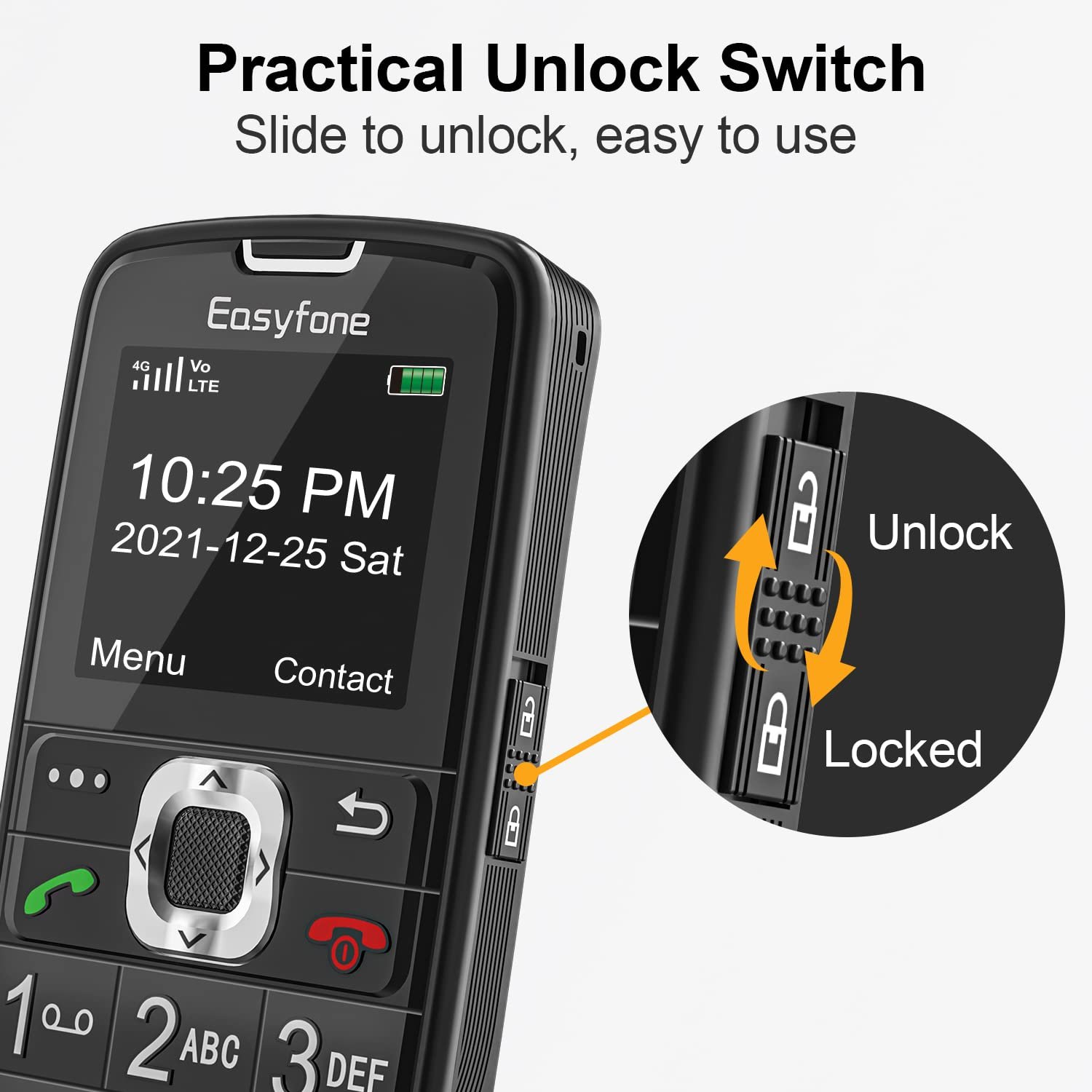 easyphone bar Senior Mobile Phone With Free Charging Dock Big Rubber Keypad For Elderly Dual Sim 1000mah barttery cellphone