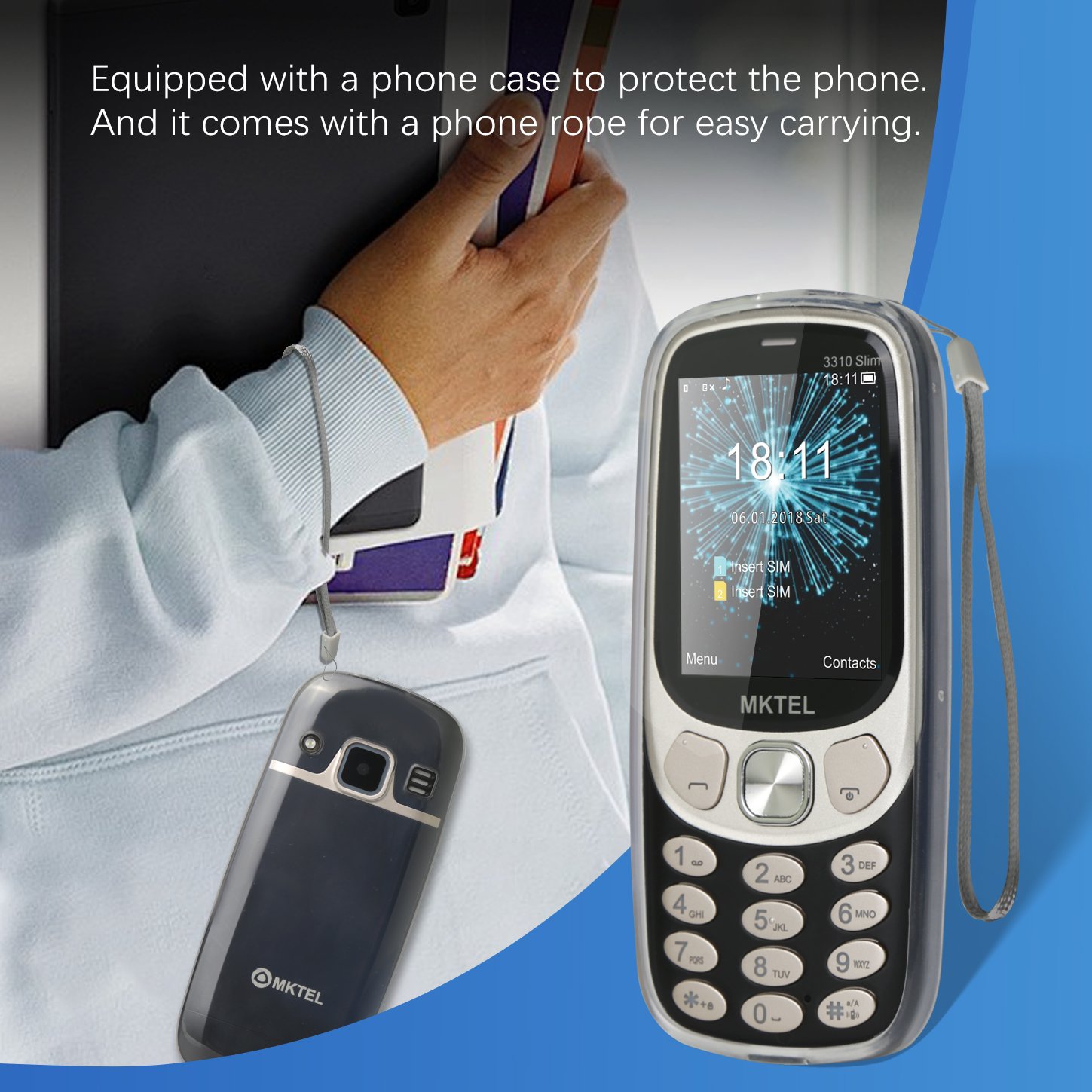 2.4-inch 2G GSM dual sim card feature phone metal case keyboard bar cell phone