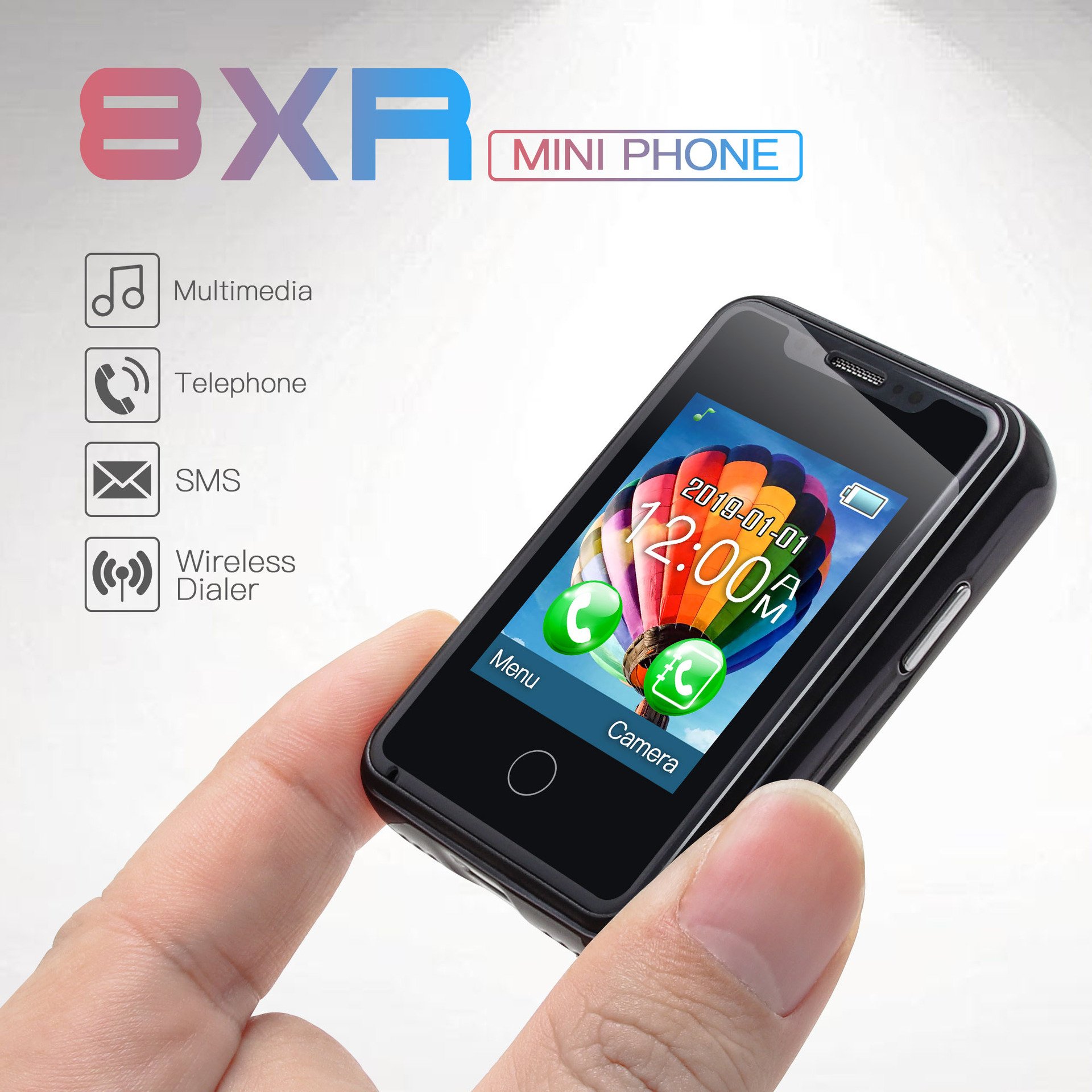 Foreign trade hot selling 8XR 1.77-inch touch screen card insertion mini phone straight board function button multifunctional
