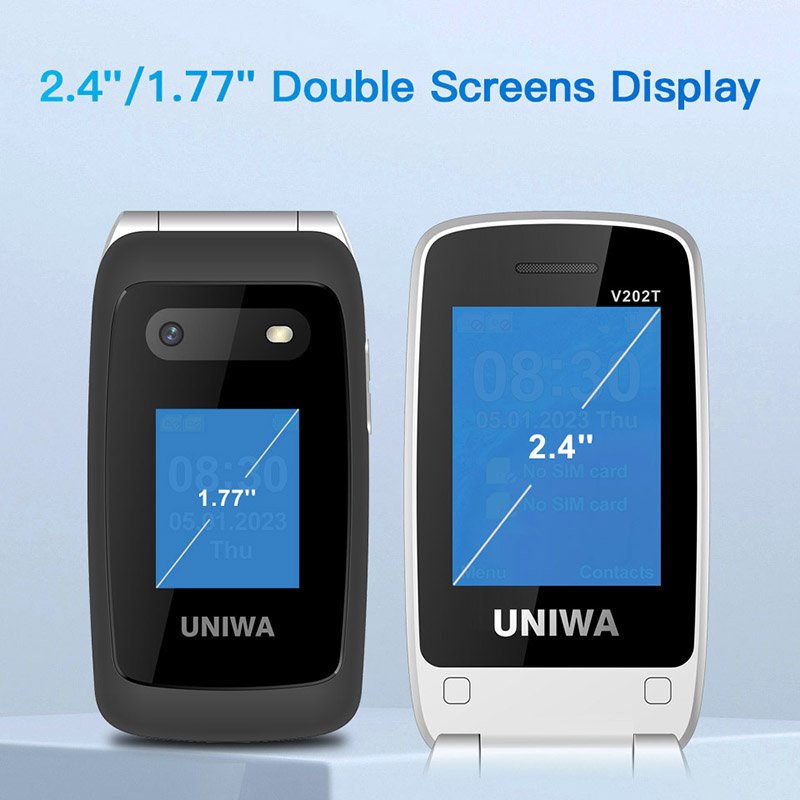 New Stock Wholesale Dual Screen SOS UNIWA 202 Big Button Keypad GSM Folding Mobile Phone