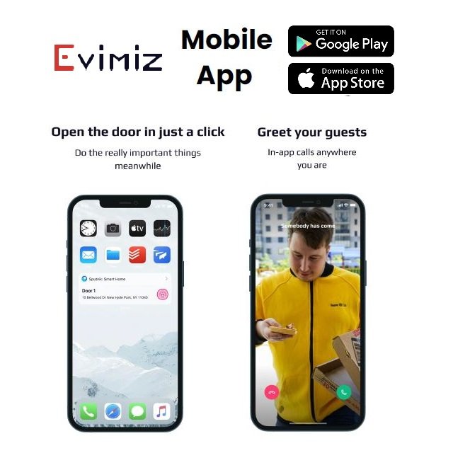 EVIMIZ SMART IP INTERCOM VIDEO CALL GATE OPEN IOS & ANDROID APPS KEYLESS ENTRY SELF CHECK IN KEYPAD RFID APARTMENT OFFICE VILLA