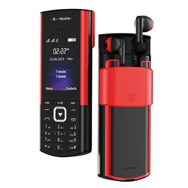 S5710 Keypad Mobile Phone with inbuilt Wireless Earbuds 2.4" Display FM Radio Bluetooth Dial Dual SIM Cellphone