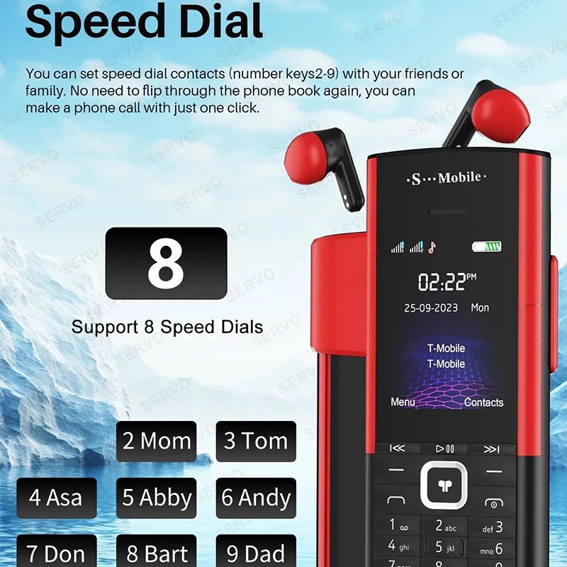 S5710 Keypad Mobile Phone with inbuilt Wireless Earbuds 2.4" Display FM Radio Bluetooth Dial Dual SIM Cellphone