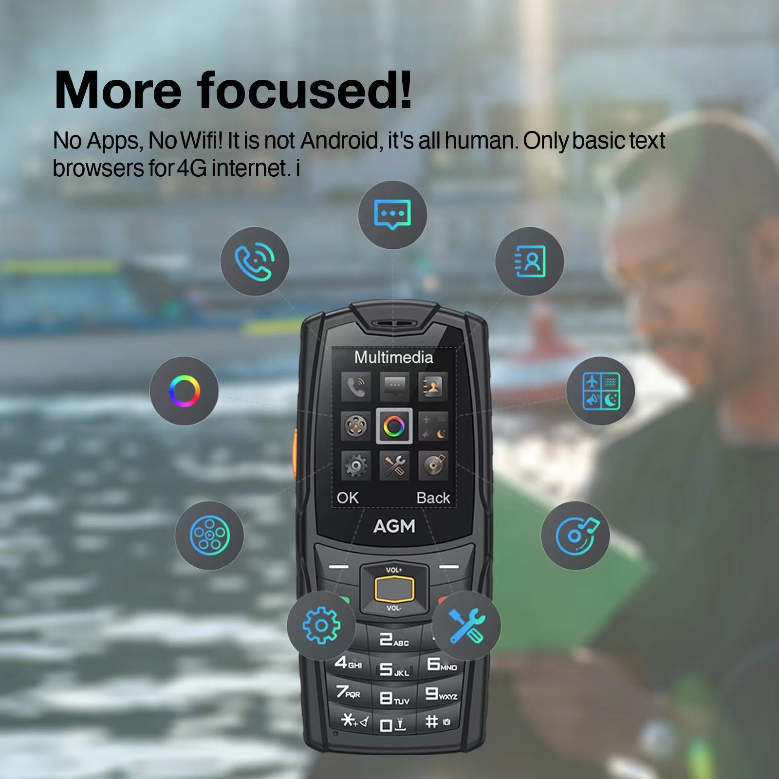 [RTS] AGM M6 Support LED torch on top T107 mobile phone button 4g keypad mobile phone 4g feature phone