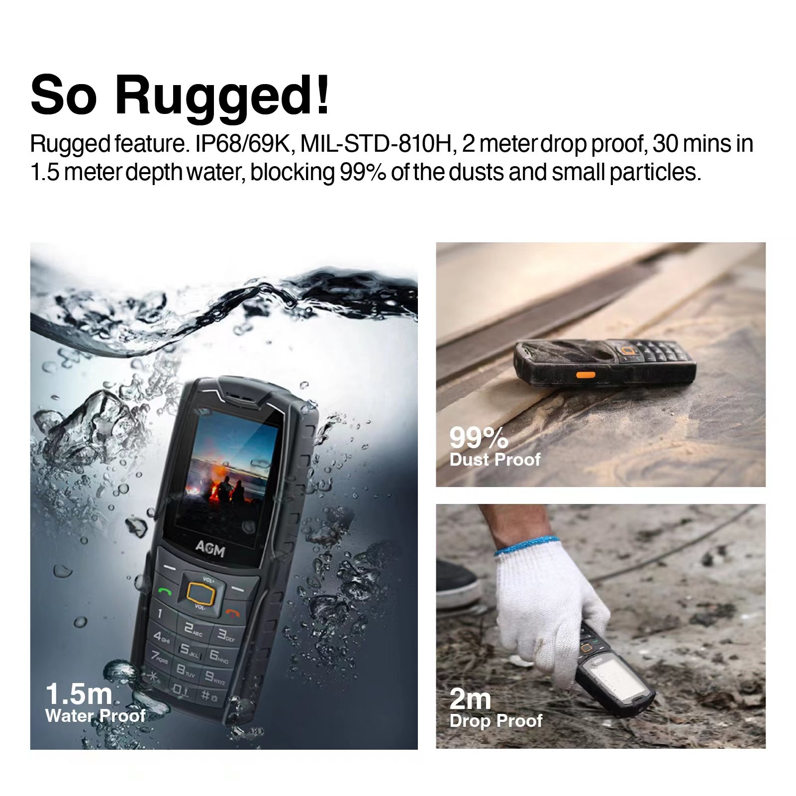 [RTS] AGM M6 Support LED torch on top T107 mobile phone button 4g keypad mobile phone 4g feature phone