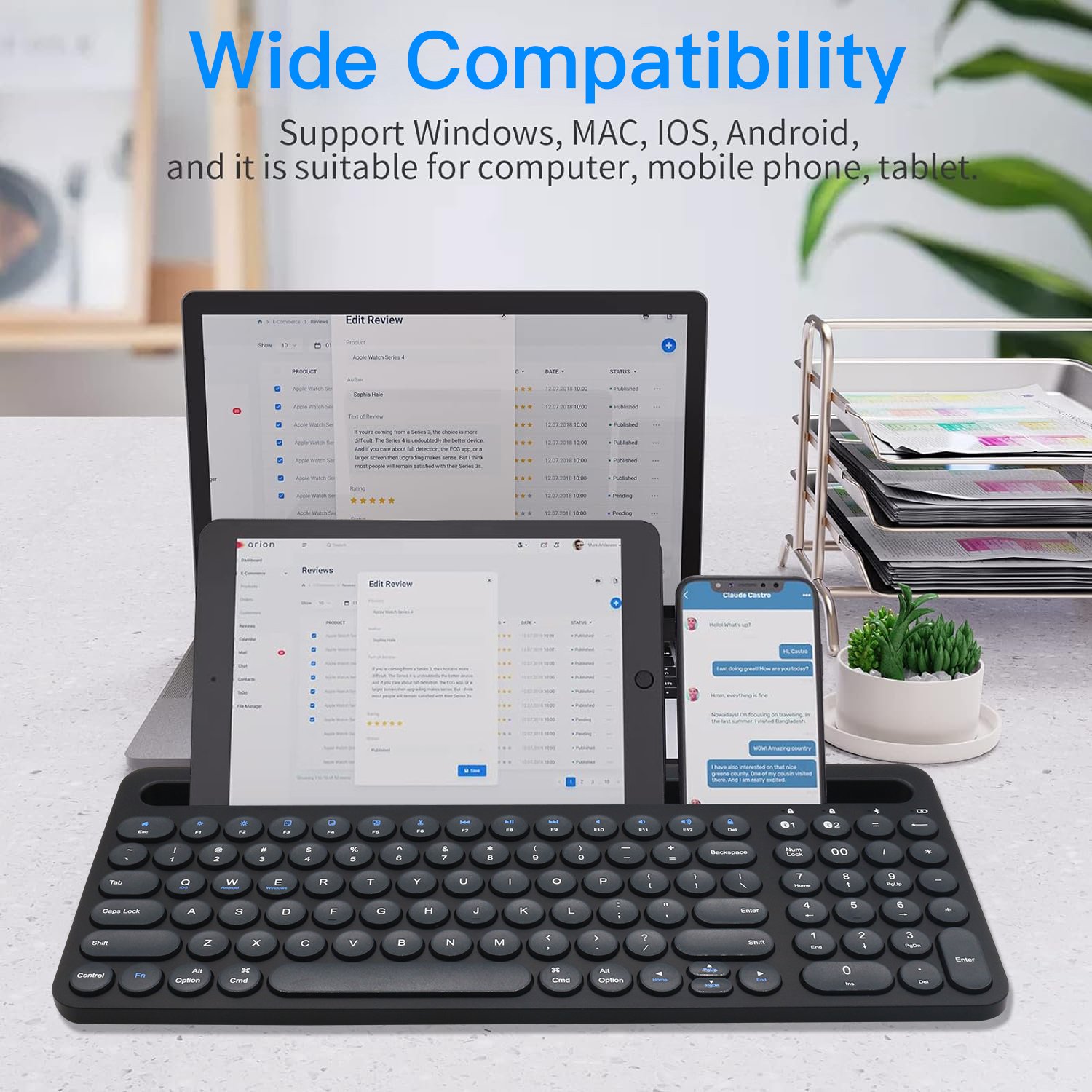 custom logo package language teclado inalambrico Wireless Bt Portable Tablet Keyboard External Multi Device bluetooth keyboard