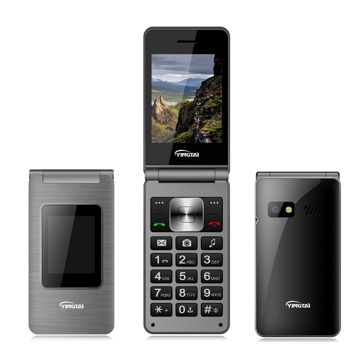 Latest 2.8''+1.77'' dual screen 4g big keypad mobile phone flip feature phone