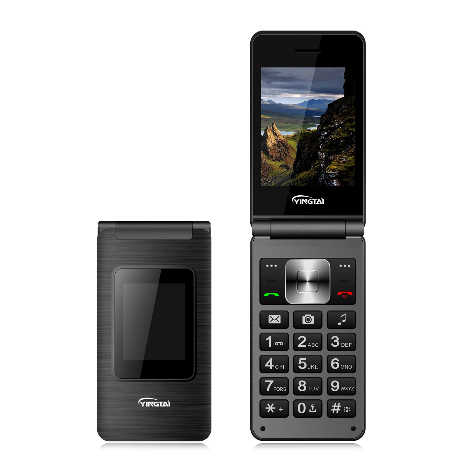 Latest 2.8''+1.77'' dual screen 4g big keypad mobile phone flip feature phone