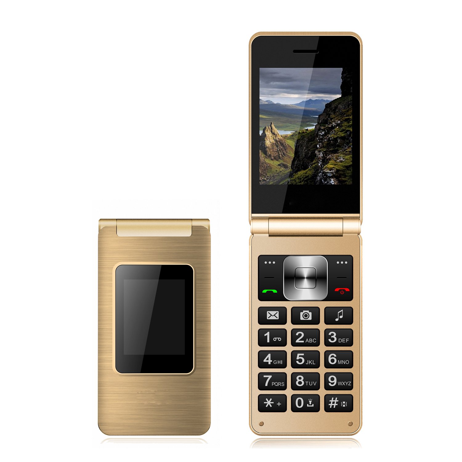 Latest 2.8''+1.77'' dual screen 4g big keypad mobile phone flip feature phone