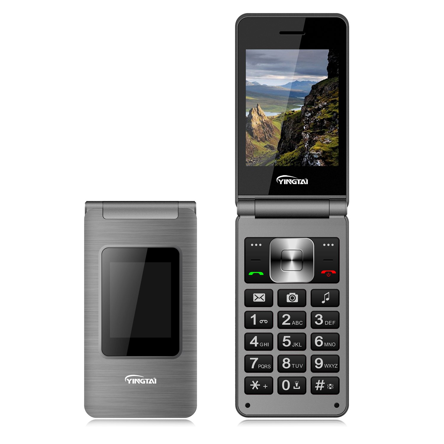 Latest 2.8''+1.77'' dual screen 4g big keypad mobile phone flip feature phone