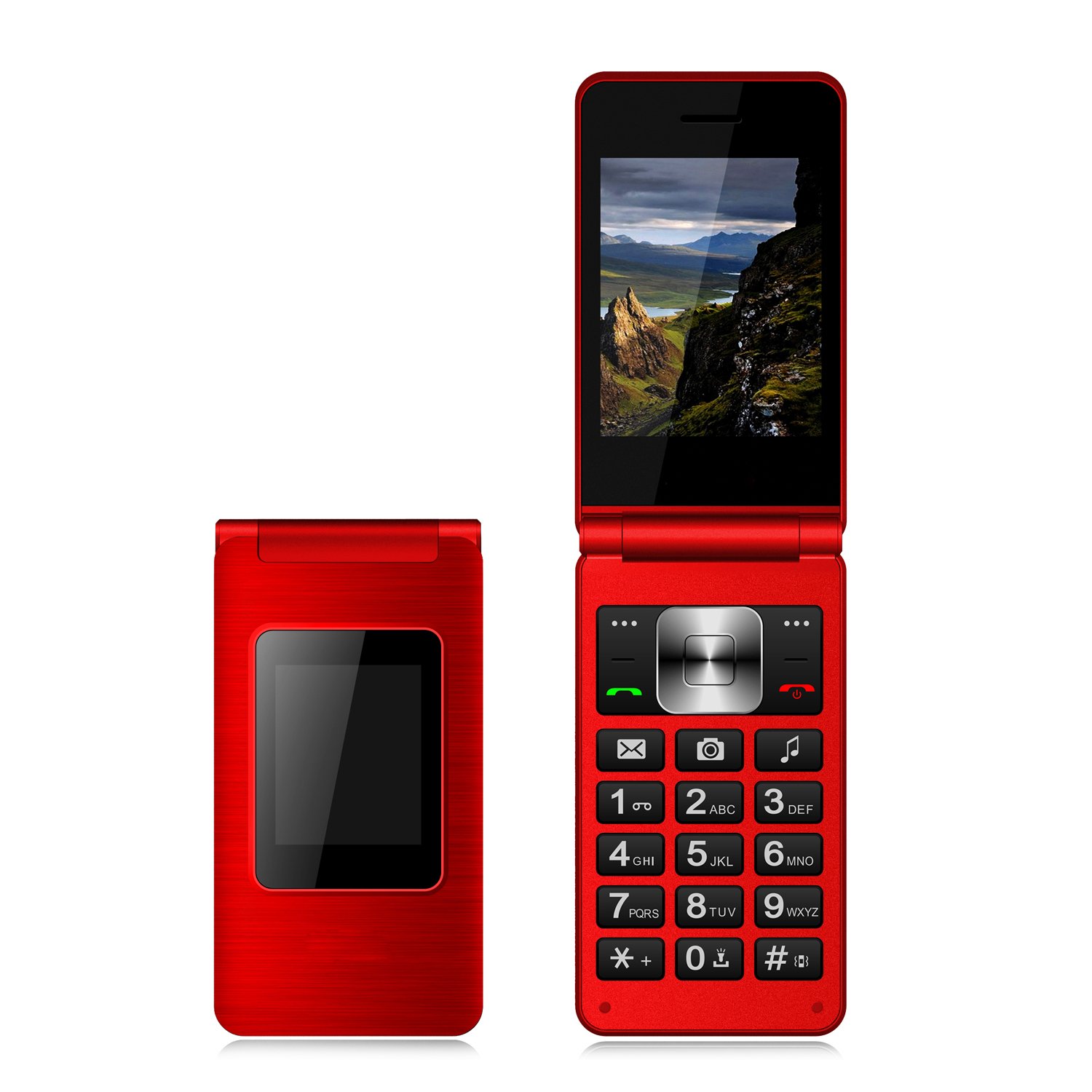 Latest 2.8''+1.77'' dual screen 4g big keypad mobile phone flip feature phone