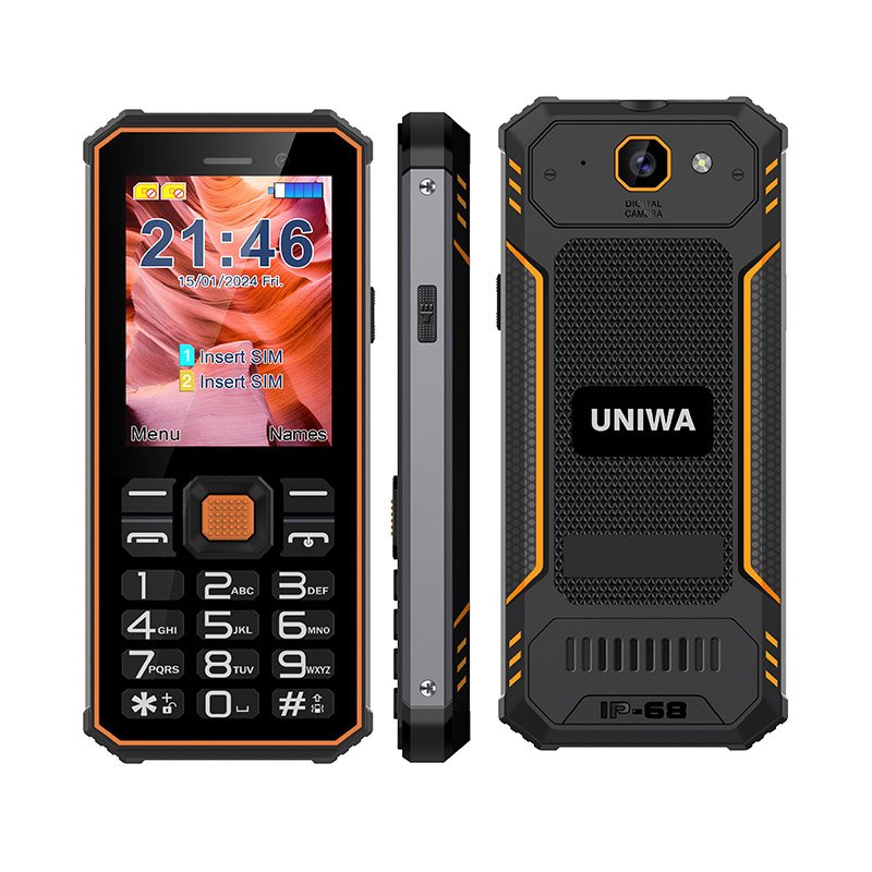 2G GSM network Glare flashlight 2.4 Inch Dual SIM 2500mAh Big battery UNIWA S2 Keypad IP68 waterproof mobile phone