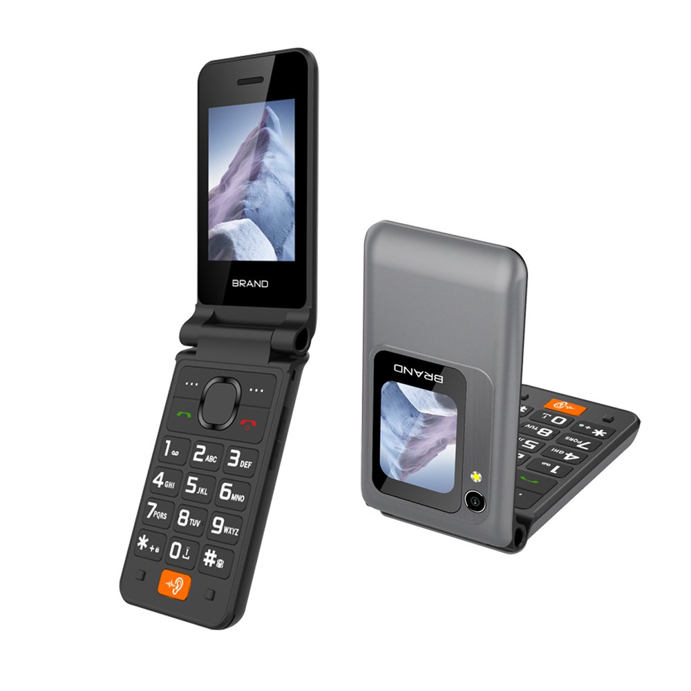 4G flip feature mobile phone dual screen 2.8/1.77 inch big button phone for kids&seniors