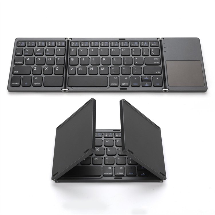 2022 For Tablet Pc Mobile Phone Using Portable Blue Tooth Touch Pad Wireless Keyboard 3 Level Foldable Keyboard