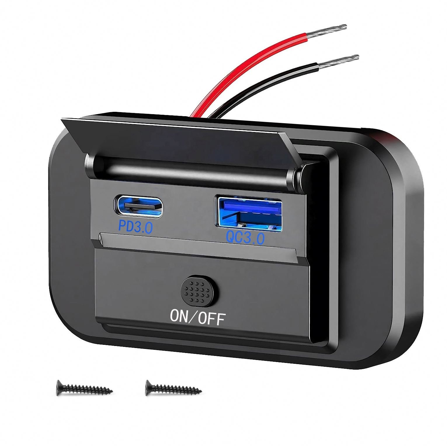 Modified multi-function car mobile phone charger bus RV yacht QC3.0 + PD3.0 with electronic button