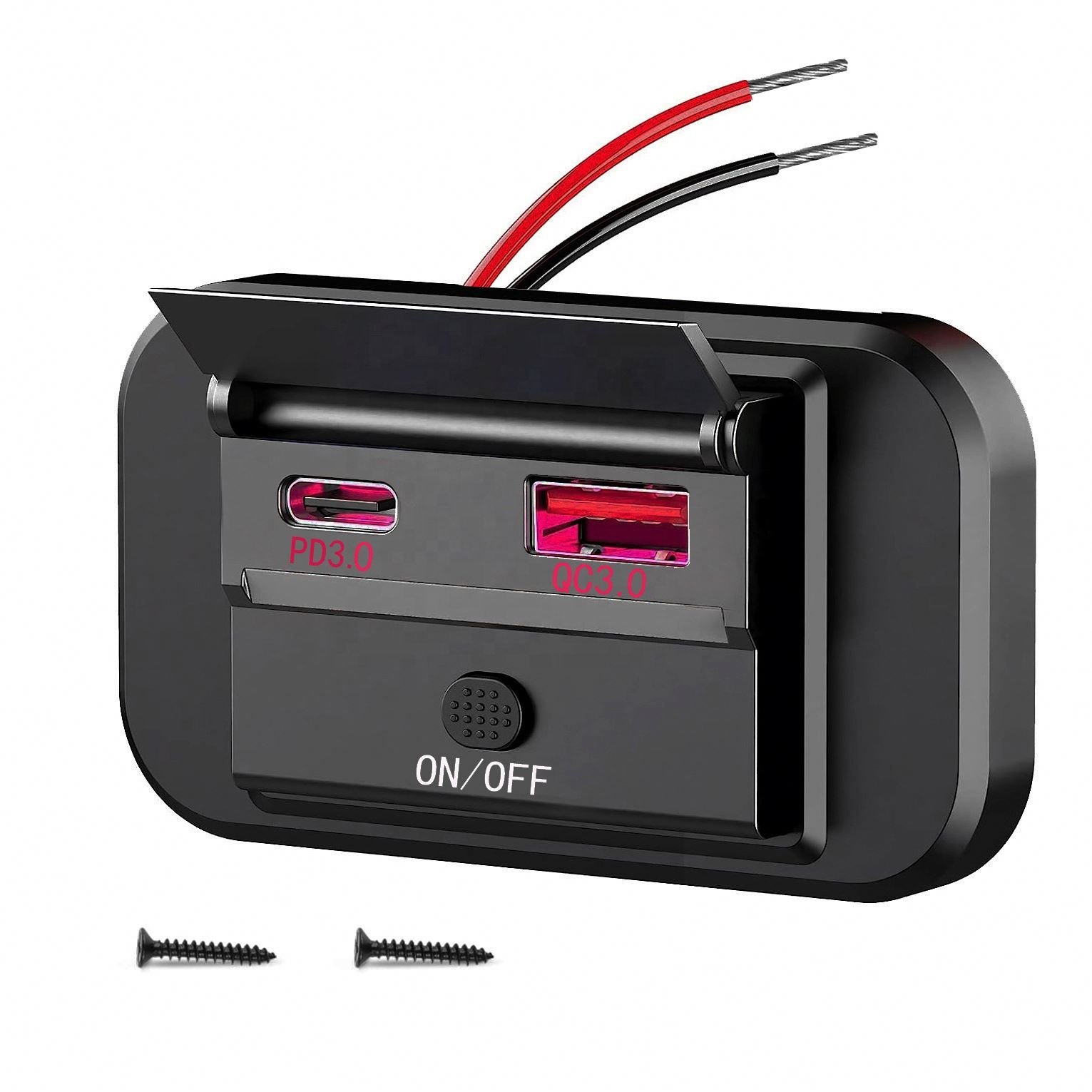 Modified multi-function car mobile phone charger bus RV yacht QC3.0 + PD3.0 with electronic button