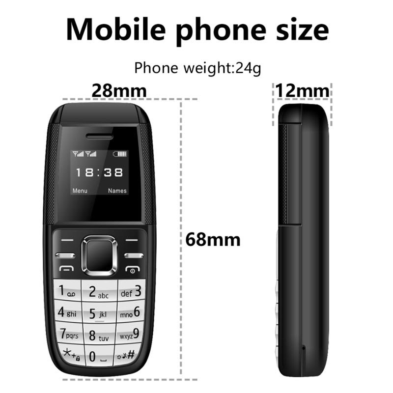 Mini BM200 Mini Keypad Phone Dual-Cards Dual Standby Without Camera 0.66 Inch GSM Quad Band Spare Small Cell Phone for Elderly