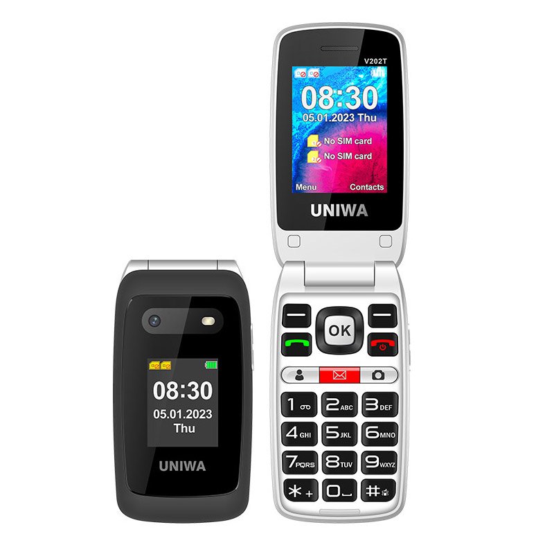 2.4/1.77'' Double Screen Big Button 4G Keypad Flip Senior Small Mobile Phone
