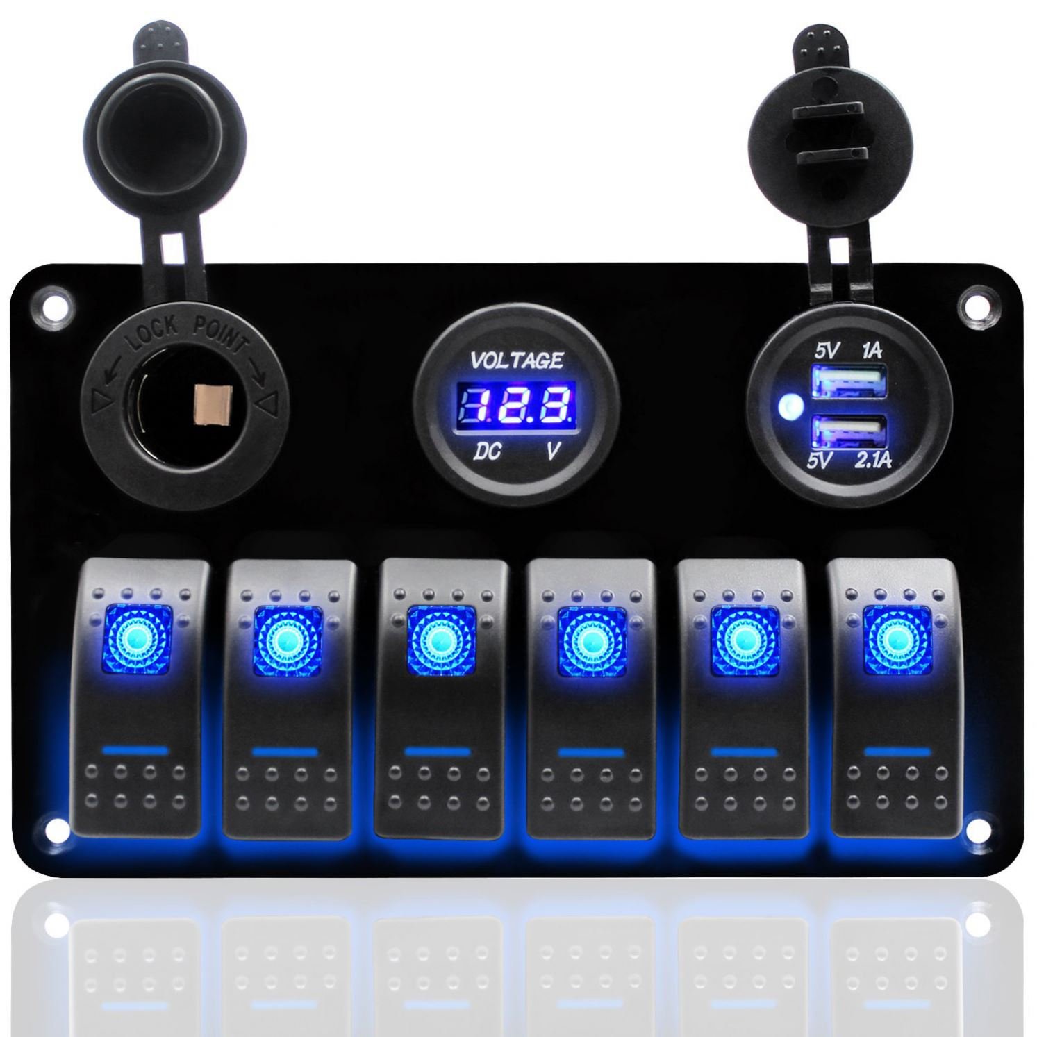 Modification 6 groups rocker switch combination switch 12-24v Universal car dual USB3.1A panel combination modification