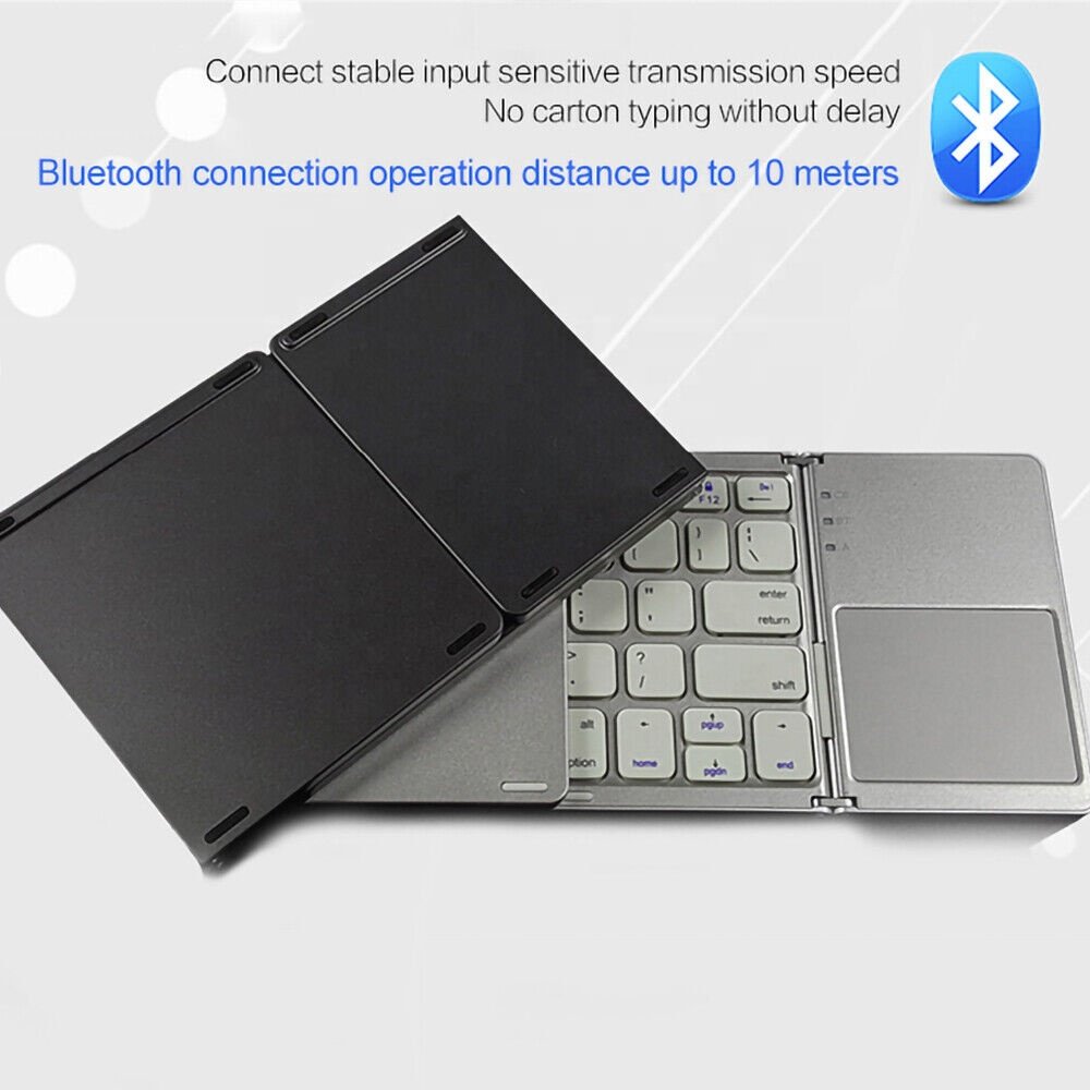 Foldable Office Keyboard Pocket Size Portable Ergonomic Scissor Switch Wireless Folding Mini Touchpad Keyboard for PC Tablet