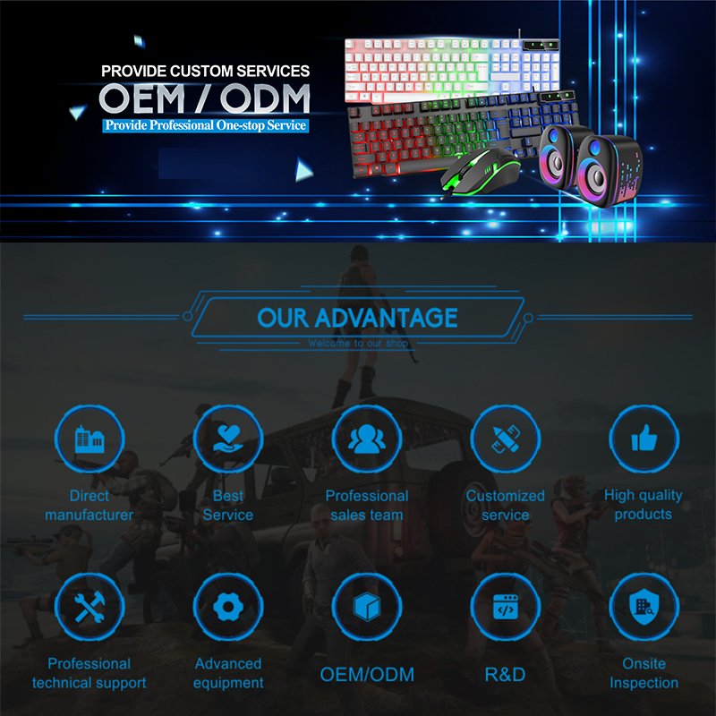 RGB Backlit Gamer Keyboards USB Wired Keyboard Computer Game Keyboard RGB for PC Laptop Black OEM Logo Printing USB