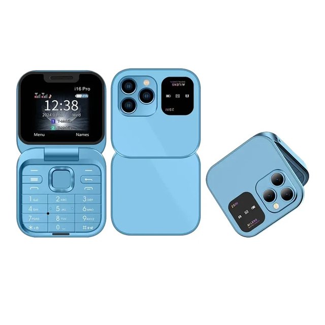 i16Pro Mobile Phone Auto Call Record Speed Dial FM Radio Mini Flip Phones Dual Sim Card Unlocked Mobile Phone Keypad Folded