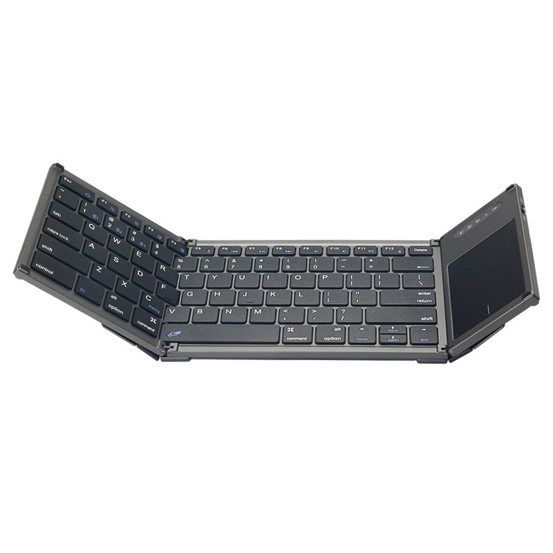 B066T Portable BT Keyboard Mini Seamless Splicing Large Touch Mute Folding Design Computer Tablet Mobile Phone LED USB
