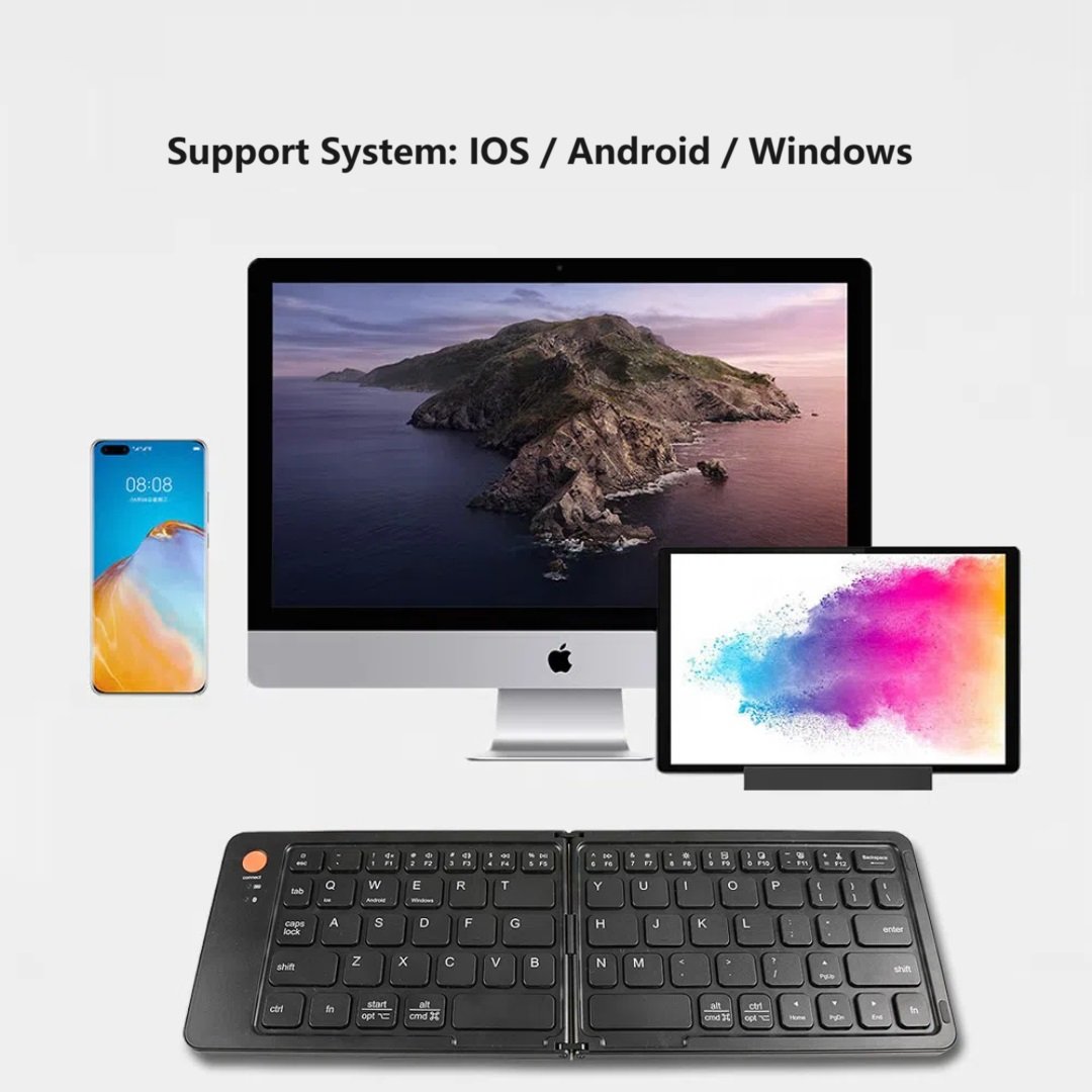 Multicoloured Wireless Keyboard Folding Bluetooth for Laptop Mobile Phone Office Mini Portable Keypad