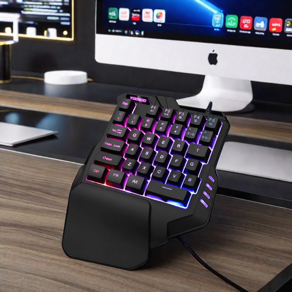 Single Hand Gaming Metal Keyboard Backlit Game Keypad for Pubg Mobile Games