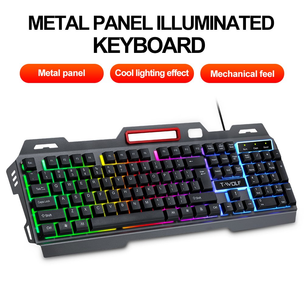 Gaming Mouse Mechanical Feeling RGB LED Backlit Gamer Keyboards USB Wired Keyboard Computer Game Keyboard For PC Laptop