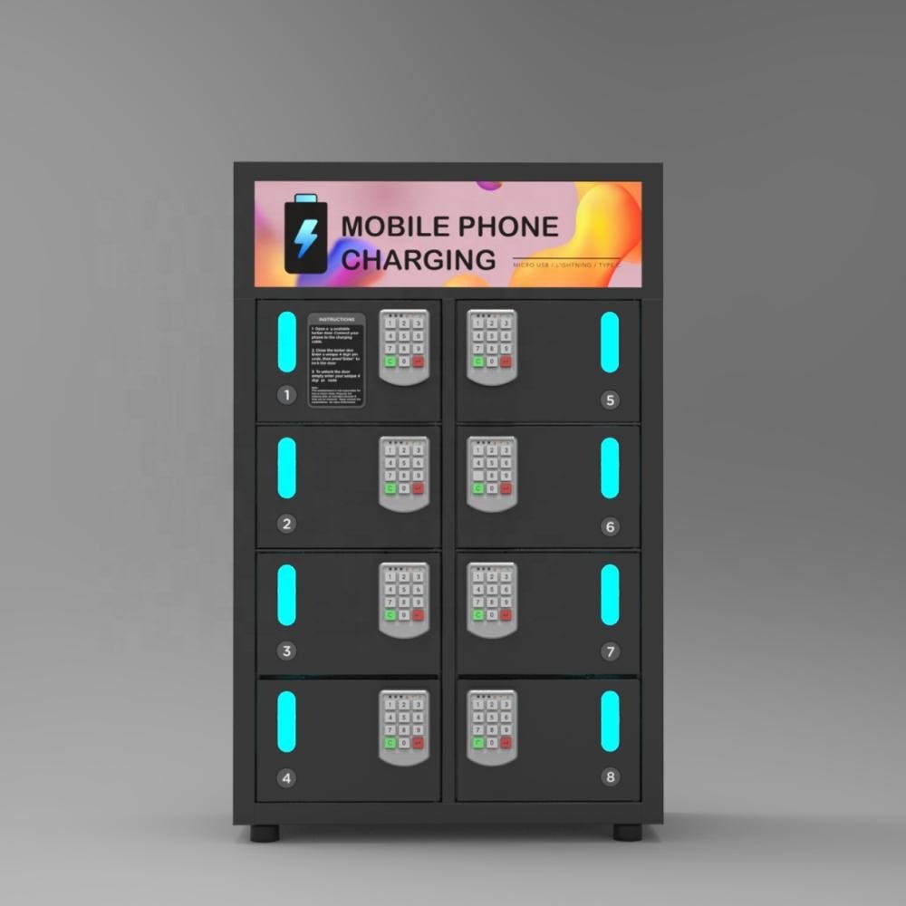 Best sell Y2 Power 8 bay charging locker PL-P08A-Y2 with keypad locking system Mobile phone charger charge cabinet for cafe