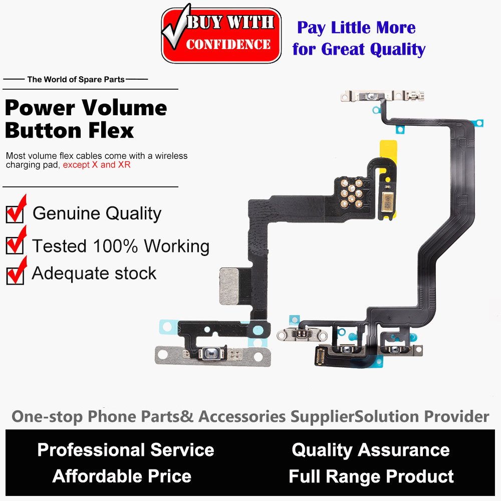 Volume Power Button On Off Key Switch Flex Cable For Phone 7 8 Plus X Xr Xs 11 12 13 Pro Max 13 mini Replacement Repair Parts