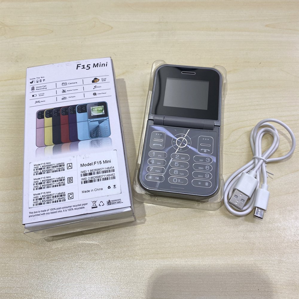 GSM Flip Mobile Phone New F15 mini 2SIM keypad 2.0 inch Foldable cell phone 2G FM Small Flip Phone