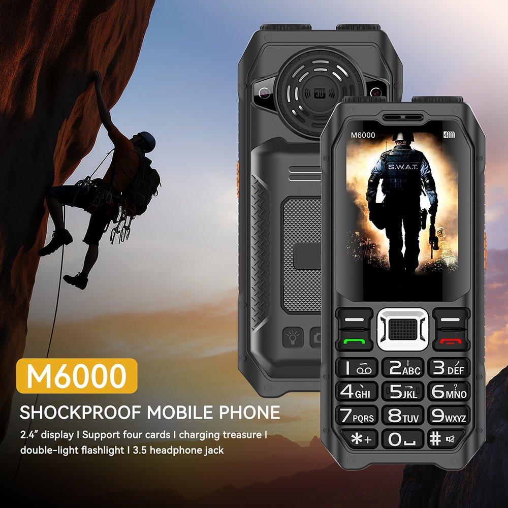 Factory Sales 4 Four sim cards big battery shockproof feature phone unlocked cell phones button keypad mobile phone