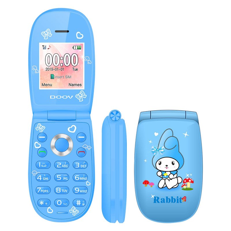 1.44 inch Pink Mini Chidren's Cartoon Rabbit flip dual sim mobile phone low price GSM W11 Kid